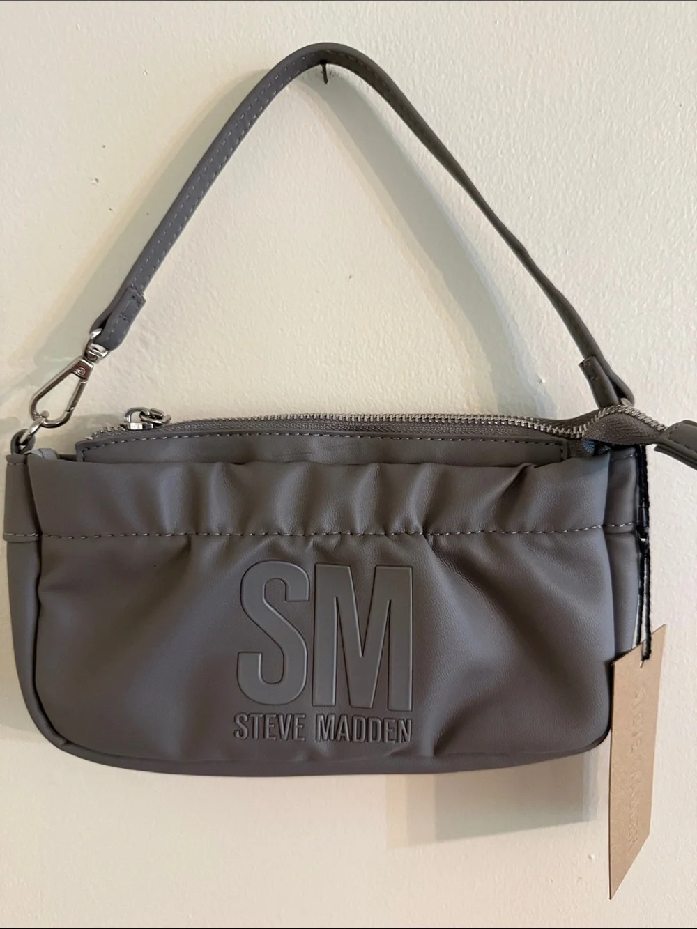 NWT - Steve Madden Gray SM Embossed Purse